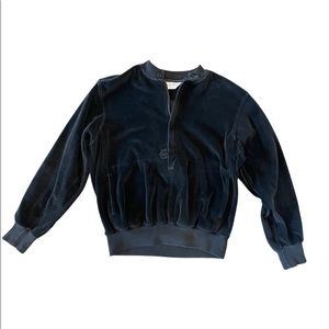 Vintage Christian Dior Men’s Black Half Zip Velour Pullover